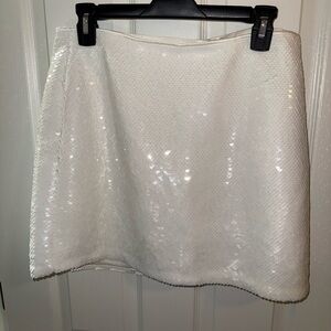 Abercrombie & Fitch White Sequin Mini Skirt